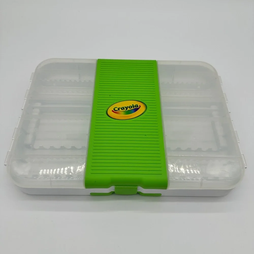 Crayola Marker Storage Case White Green Clear Plastic Organizer